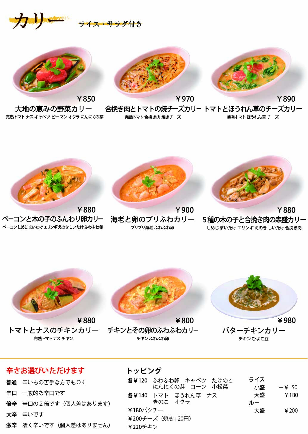 早稲田店カリーメニュー